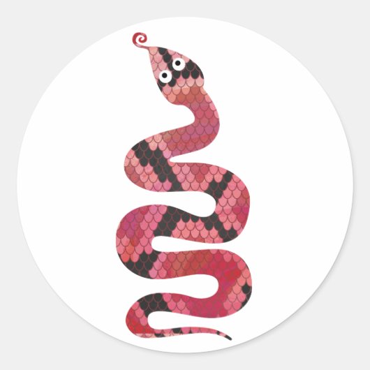 Snake Black en Red Silhouette Ronde Sticker (Voorkant)