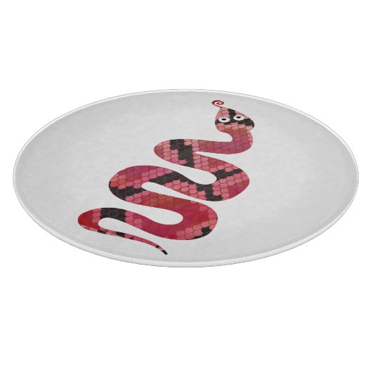 Snake Black en Red Silhouette Snijplank (Hoek)