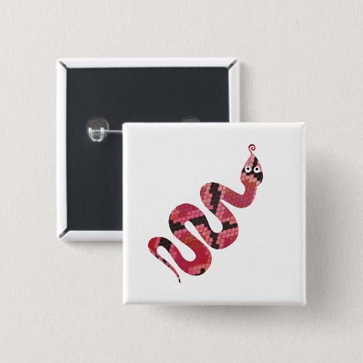 Snake Black en Red Silhouette Vierkante Button 5,1 Cm (Voorkant /achterkant)