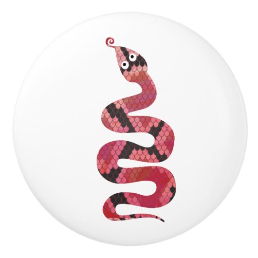 Snake Black en Red Silhouettes Keramische Knop (Voorkant)