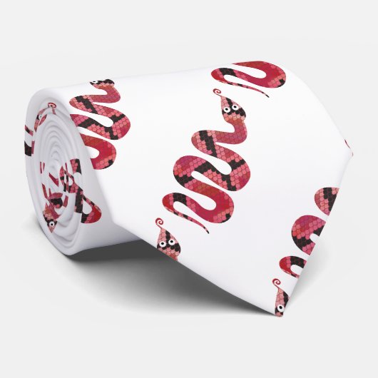 Snake Black en Red Silhouettes Stropdas (Opgerold)