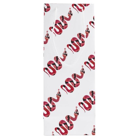 Snake Black en Red Silhouettes Wijn Cadeautas (Achterkant)