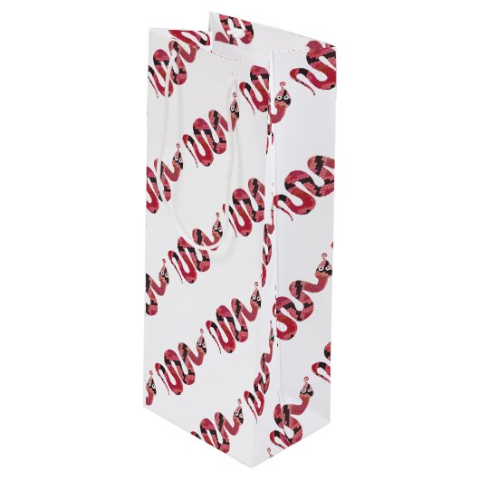 Snake Black en Red Silhouettes Wijn Cadeautas (Voorkant Gekanteld)