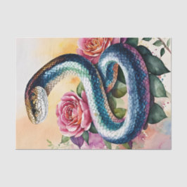 Snake Bloemen Waterverf Kunst Tissuepapier