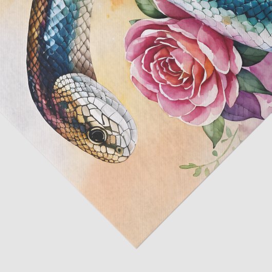 Snake Bloemen Waterverf Kunst Tissuepapier (Detail)