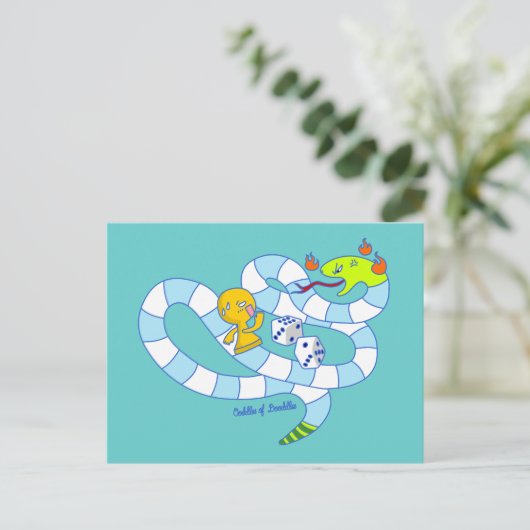 Snake Board Game Doodle Art Briefkaart (Staand voorkant)