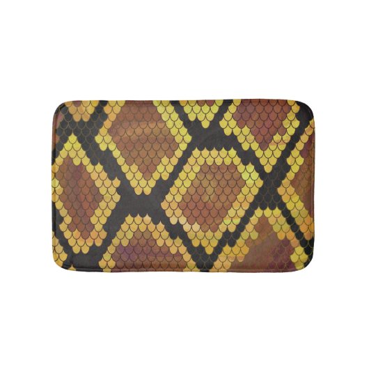 Snake Brown and Gold Print Badmat (Voorkant)