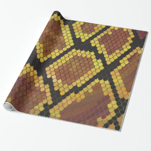 Snake Brown and Gold Print Cadeaupapier