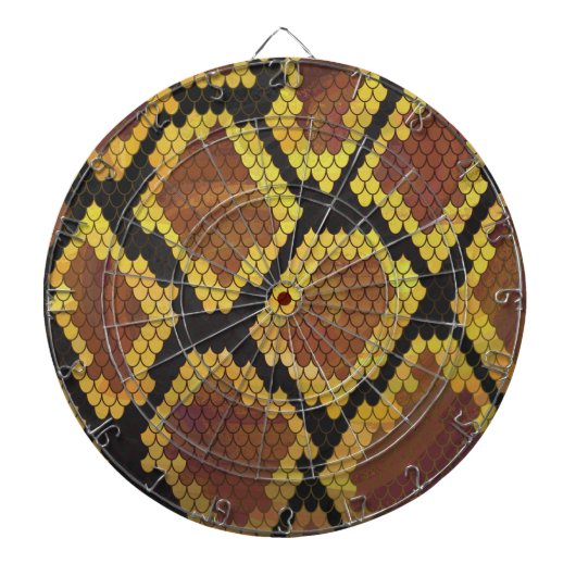 Snake Brown and Gold Print Dartbord (Voorkant)