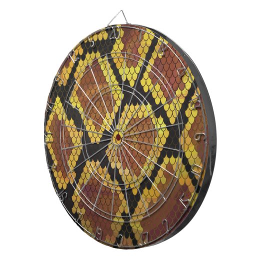 Snake Brown and Gold Print Dartbord (Voorkant Rechts)