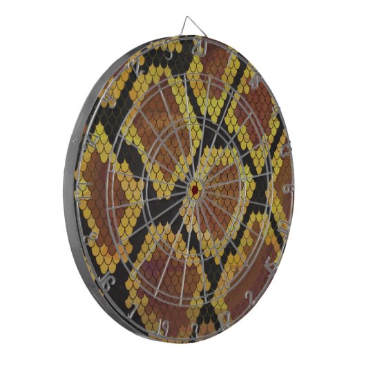 Snake Brown and Gold Print Dartbord (Voorkant Links)
