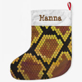 Snake Brown and Gold Print Grote Kerstsok (Achterkant)