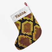 Snake Brown and Gold Print Grote Kerstsok (Achterkant (Hangend))
