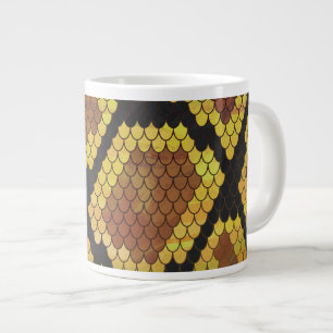 Snake Brown and Gold Print Grote Koffiekop