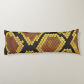 Snake Brown and Gold Print Lichaamskussen (Achterkant)