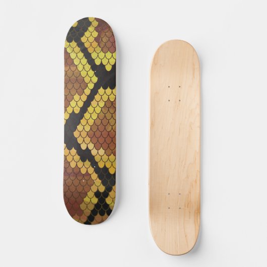 Snake Brown and Gold Print Persoonlijk Skateboard (Voorkant)