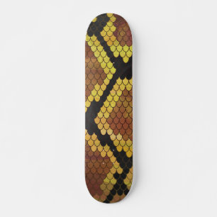 Snake Brown and Gold Print Persoonlijk Skateboard