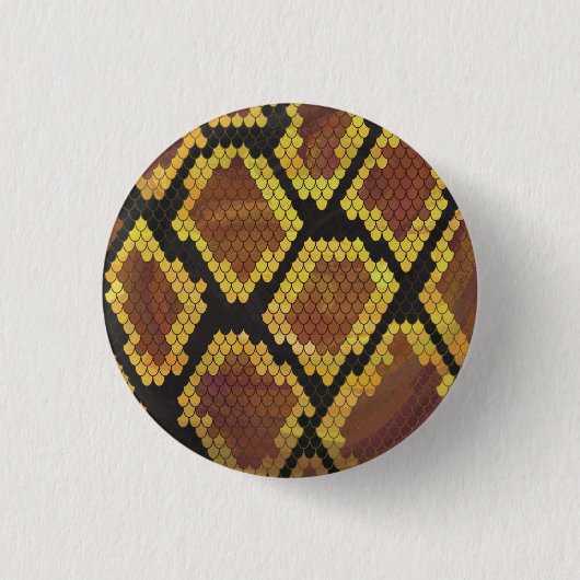 Snake Brown and Gold Print Ronde Button 3,2 Cm (Voorkant)