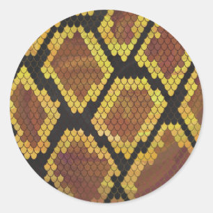Snake Brown and Gold Print Ronde Sticker