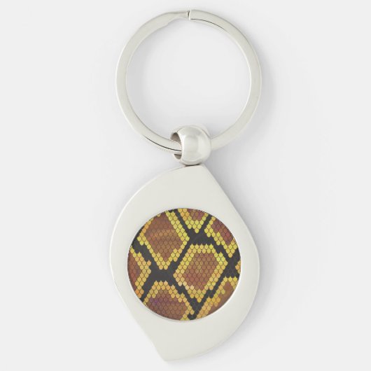 Snake Brown and Gold Print Sleutelhanger (Voorkant)