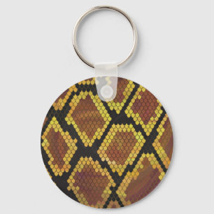 Snake Brown and Gold Print Sleutelhanger