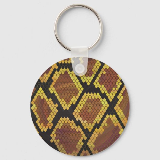 Snake Brown and Gold Print Sleutelhanger (Voorkant)