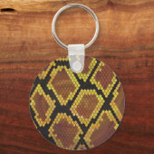 Snake Brown and Gold Print Sleutelhanger (Voorkant)