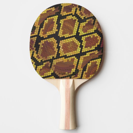 Snake Brown and Gold Print Tafeltennisbatje (Voorkant)