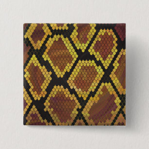 Snake Brown and Gold Print Vierkante Button 5,1 Cm