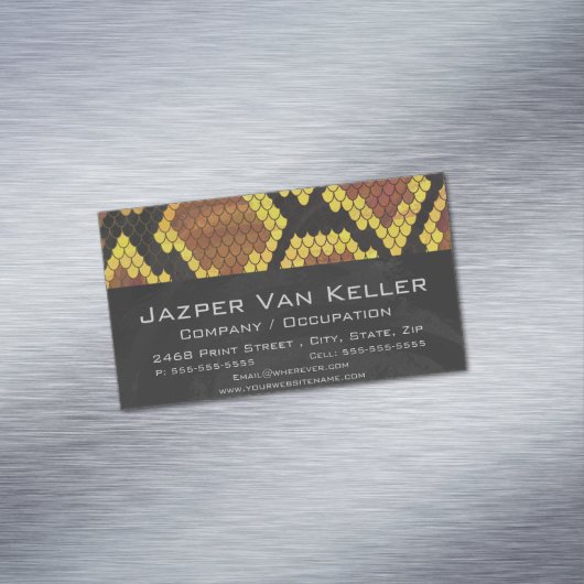 Snake Brown and Gold Print Visitekaartje Magneet (Voorbeeld)
