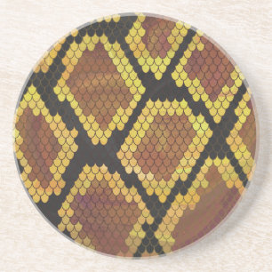 Snake Brown and Gold Print Zandsteen Onderzetter