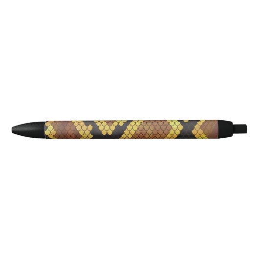 Snake Brown and Gold Print Zwarte Inkt Pen (Voorkant)