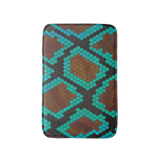 Snake Brown en Blauwgroen Print Badmat (Voorkant Verticaal)
