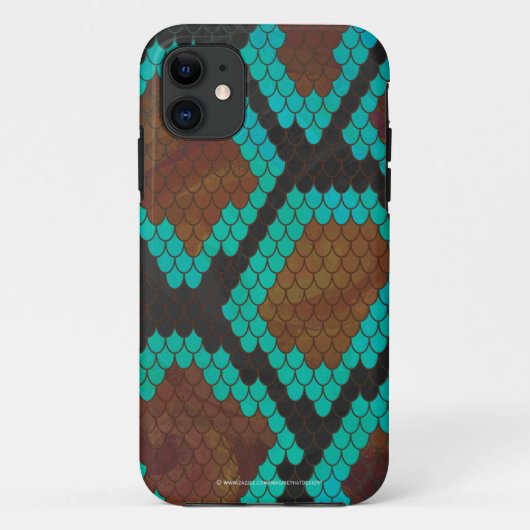 Snake Brown en Blauwgroen Print Case-Mate iPhone Case (Achterkant)