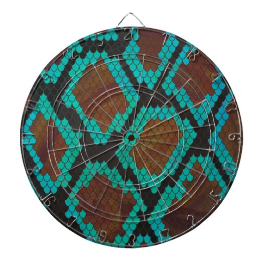 Snake Brown en Blauwgroen Print Dartbord (Voorkant)