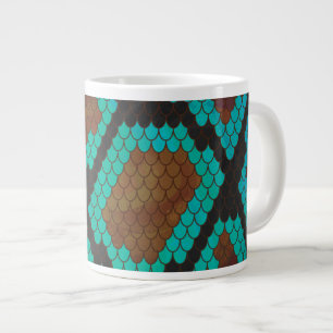 Snake Brown en Blauwgroen Print Grote Koffiekop