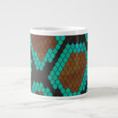 Snake Brown en Blauwgroen Print Grote Koffiekop (Voorkant)