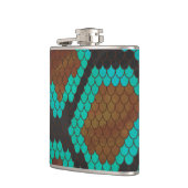 Snake Brown en Blauwgroen Print Heupfles (Links)