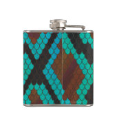 Snake Brown en Blauwgroen Print Heupfles (Achterkant)