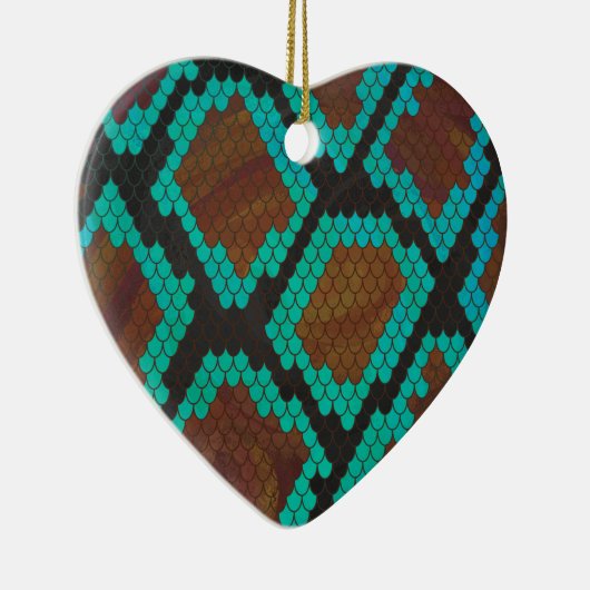 Snake Brown en Blauwgroen Print Keramisch Ornament (Rechts)