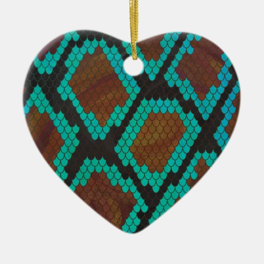 Snake Brown en Blauwgroen Print Keramisch Ornament (Voorkant)