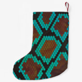 Snake Brown en Blauwgroen Print Kleine Kerstsok (Achterkant)