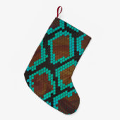Snake Brown en Blauwgroen Print Kleine Kerstsok (Voorkant (Hangend))