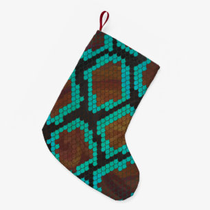 Snake Brown en Blauwgroen Print Kleine Kerstsok