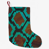Snake Brown en Blauwgroen Print Kleine Kerstsok (Voorkant)