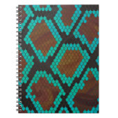 Snake Brown en Blauwgroen Print Notitieboek (Voorkant)
