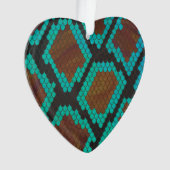 Snake Brown en Blauwgroen Print Ornament (voorkant)