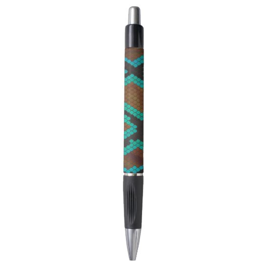 Snake Brown en Blauwgroen Print Pen (Voorkant Verticaal)