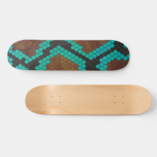 Snake Brown en Blauwgroen Print Persoonlijk Skateboard (Horizontaal)