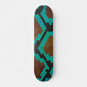 Snake Brown en Blauwgroen Print Persoonlijk Skateboard